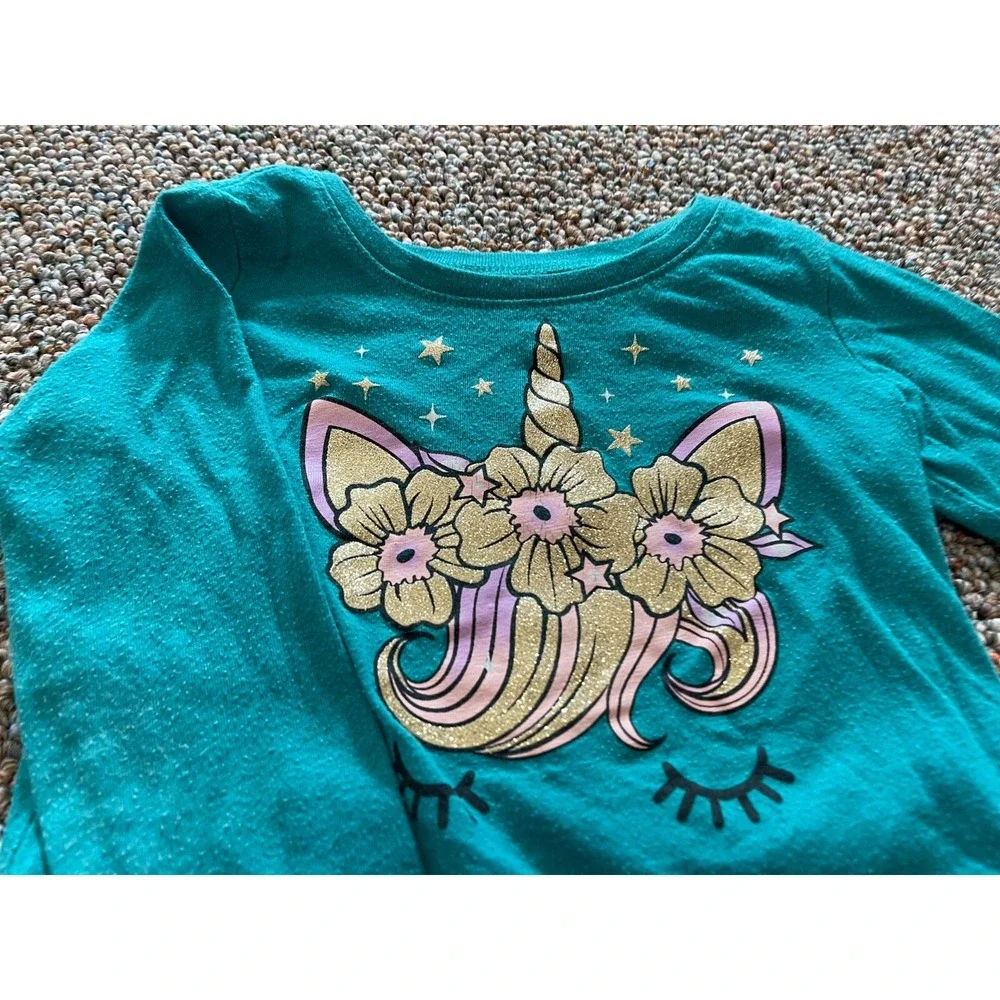 The Children's Place Girls Green Unicorn Long-Sleeved Top 18-24M